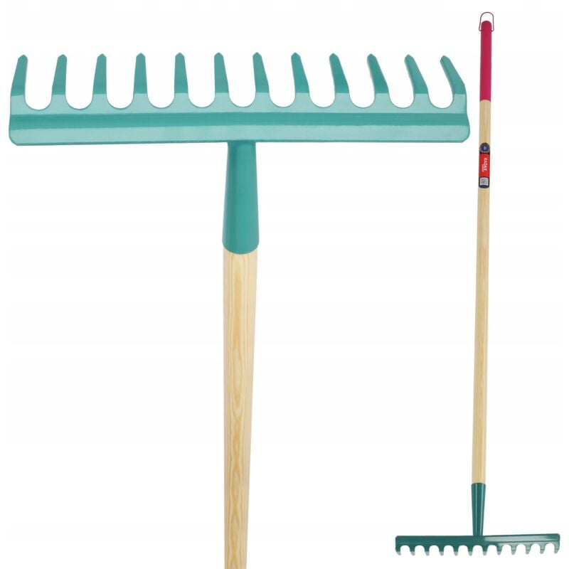 Kadax - Râteau à feuilles d'herbe manche en métal à 12 dents