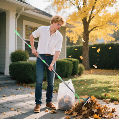 Râteau à Gazon pour Feuilles Mortes et Désherbage - Outil de Jardinage Idéal pour Aération du Sol -KZQ