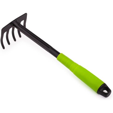 Râteau à Main en Acier Inoxydable avec 5 Dents pour Jardin, Balcon et Potager – Poignée Ergonomique – Largeur de Travail 85 mm