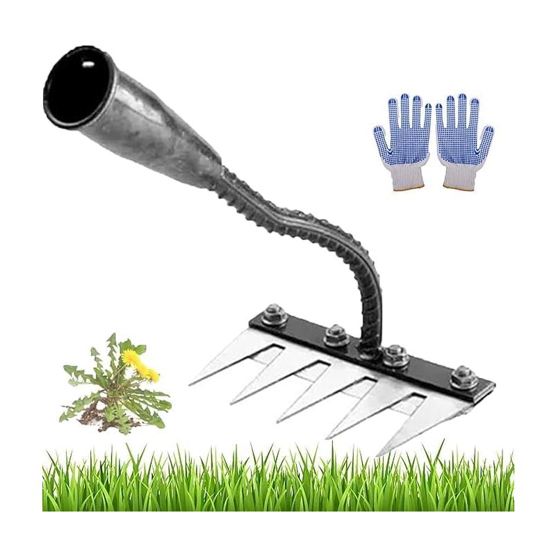 Rateau De DéSherbage avec Manche,Outil De Desherbage,RâTeau De Jardin Desherbage,Iron Rake 2.0,5/6/7 Teeth Carbon Steel Garden Weeding for Gardening