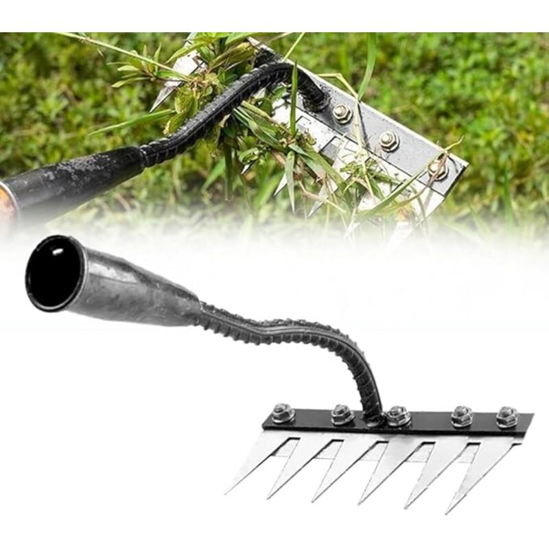 Râteau de Désherbage en Acier au Carbone, Râteau de Jardin en Métal Très Résistant, Râteau en Fer pour Jardinage et Désherbage, Râteau pour Déchaume,