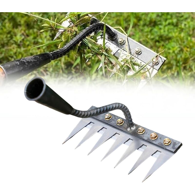 Râteau de Désherbage en Acier au Carbone, Râteau de Jardin en Métal Très Résistant, Râteau en Fer pour Jardinage et Désherbage, Râteau pour Déchaume,