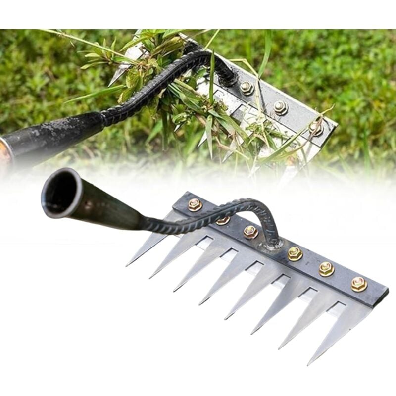 Râteau de Désherbage en Acier au Carbone, Râteau de Jardin en Métal Très Résistant, Râteau en Fer pour Jardinage et Désherbage, Râteau pour Déchaume,