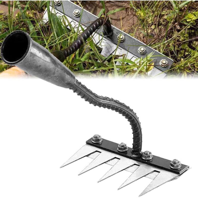 Rateau De DéSherbage, Outil De RâTeau De DéSherbage, RâTeau en MéTal Durable pour Terre Et Pelouse (5 Dents)