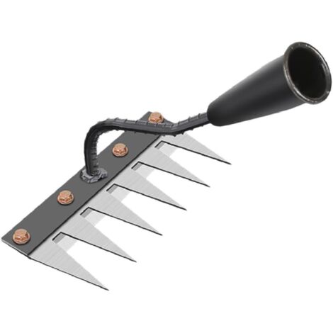 Rateau de Désherbage, Râteau de Jardin, Râteau de Désherbage Outils Jardinage, Gardening Harrow Désherberen Acier Au Carbone, pour Désherbage, Ameublissement Du Sol, Semis, 6 Rats Dentaires