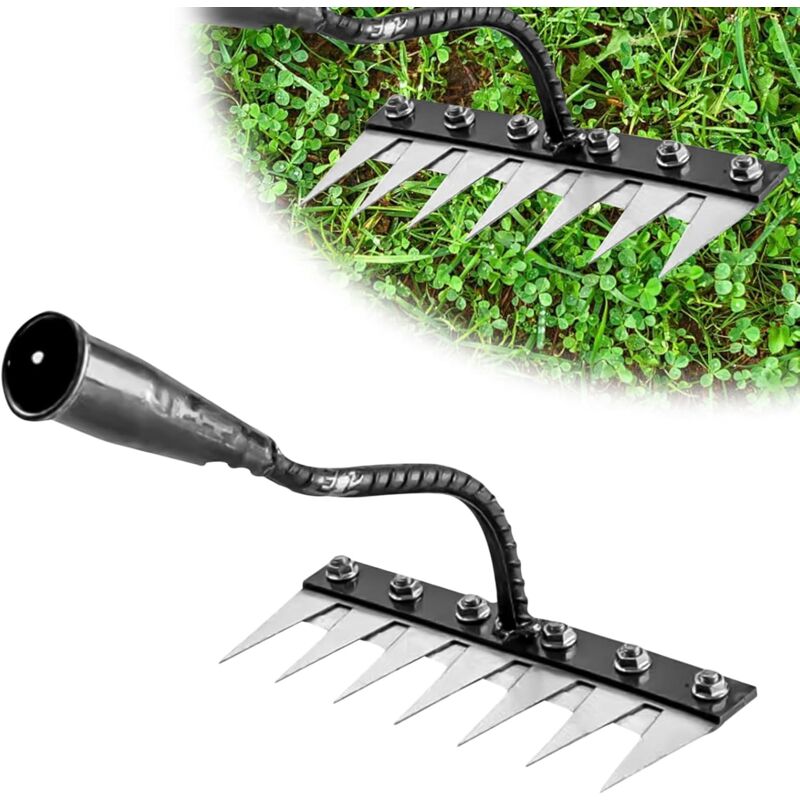 RâTeau De Jardin en Acier Au Carbone Robust - Outil De DéSherbage Et DéChaumage pour Jardinage - RâTeau en MéTal Durable pour Terre Et Pelouse (7