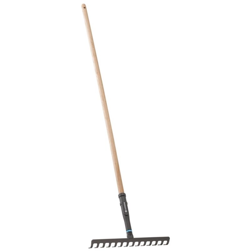 GARDENA Râteau PureLine – 36 cm – 14 dents acier – Manche bois FSC 100 %