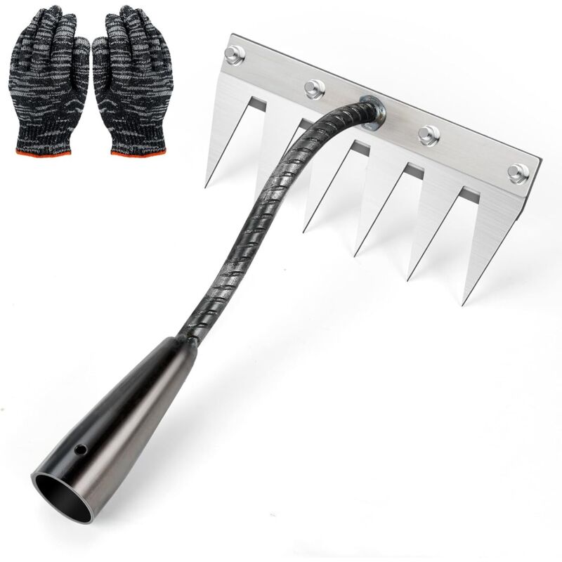 Râteau de jardin, râteau de désherbage avec gants, râteau de