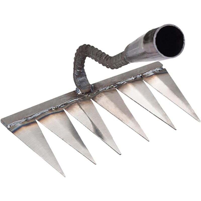 Aiperq - rastrillo para rastrojos Rastrillo de mano de metal para jardinería, deshierbe - Rastrillo de dientes de metal resistente, escarificador,