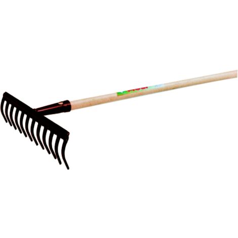 Râteau mod Luxury 12 dents en acier peint – Longueur 130 cm – Poignée en bois ergonomique pour ratisser et niveler le sol – Agef
