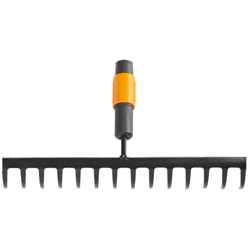 Râteau à dents courbes, 14 dents, Tête d'outil QuikFit, Largeur: 36 cm, Acier au carbone, Noir/Orange, QuikFit, 1000653 - Fiskars