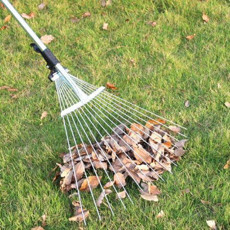 Râteau Télescopique de Jardin Pliable pour Feuilles et Herbe, Outil de Nettoyage Extérieur