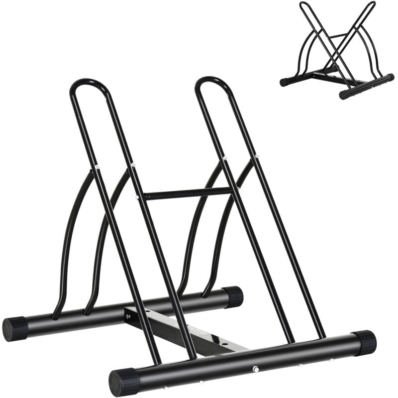 Homcom - Râtelier 2 vélos modulable dim. 54L x 60l x 57H cm acier époxy noir