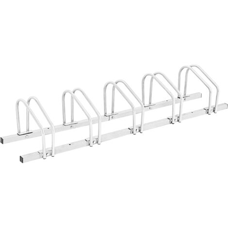 Râtelier 5 Vélo, Support de Rangement Vélo en Acier Revêtu, Fixation au Sol ou au Mur pour Extérieur et Intérieur, 150 x 32,5 x 26 cm