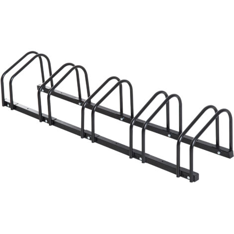 Râtelier 5 vélos range-vélos support rangement vélo à pneu 65 mm dim. 145L x 33l x 27H cm acier noir