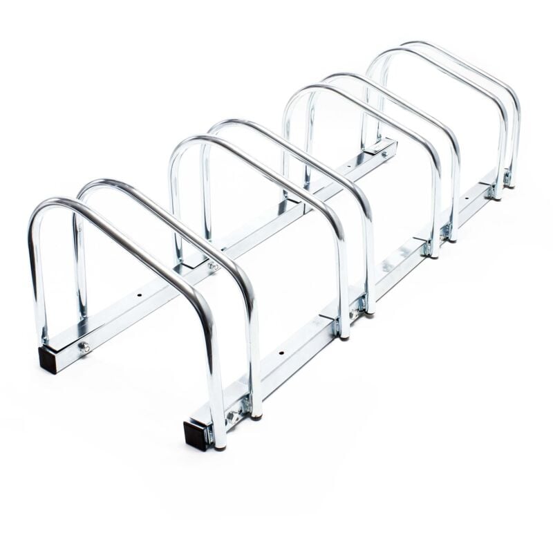 Wiltec Râtelier pour 4 vélos, 950 x 330 x 270 mm, Extensible, Montage au sol, Support bicyclette en acier galvanisé A3, Pied béquille de stationnement
