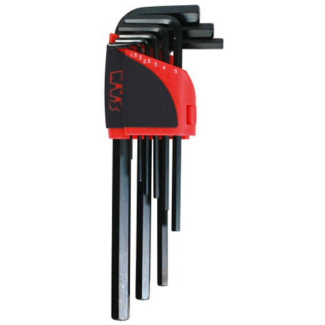 Râtelier de 9 clés mâles coudées longues 6 pans en pouce 1-4'' - 5-16'' 63-R9AP - SAM OUTILLAGE