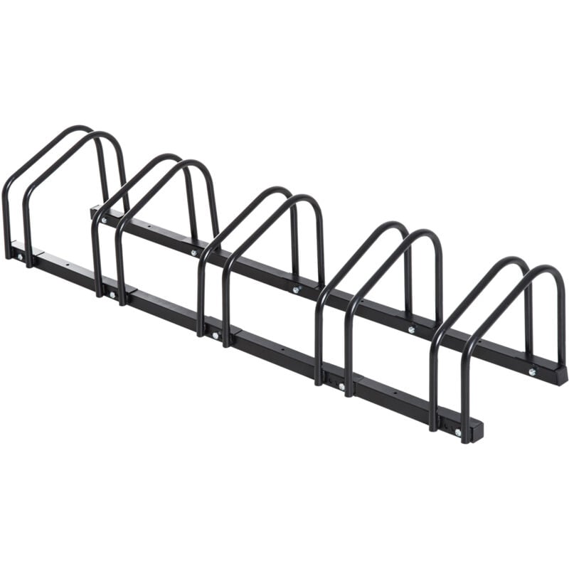 Râtelier 5 vélos range-vélos support rangement vélo 135L x 33l x 27H cm acier noir