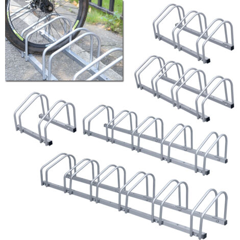 Râtelier Vélos en Acier pour 2-6 Vélos, Fixation au sol, Antirouille et peu Encombrant, Ratelier Familial - 4 Vélos