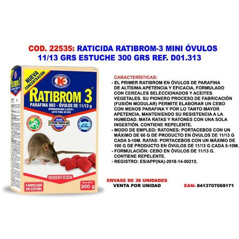 raticida ratibrom-3 pasta fresca ovulos 11-13 gr 300 gr d01.313