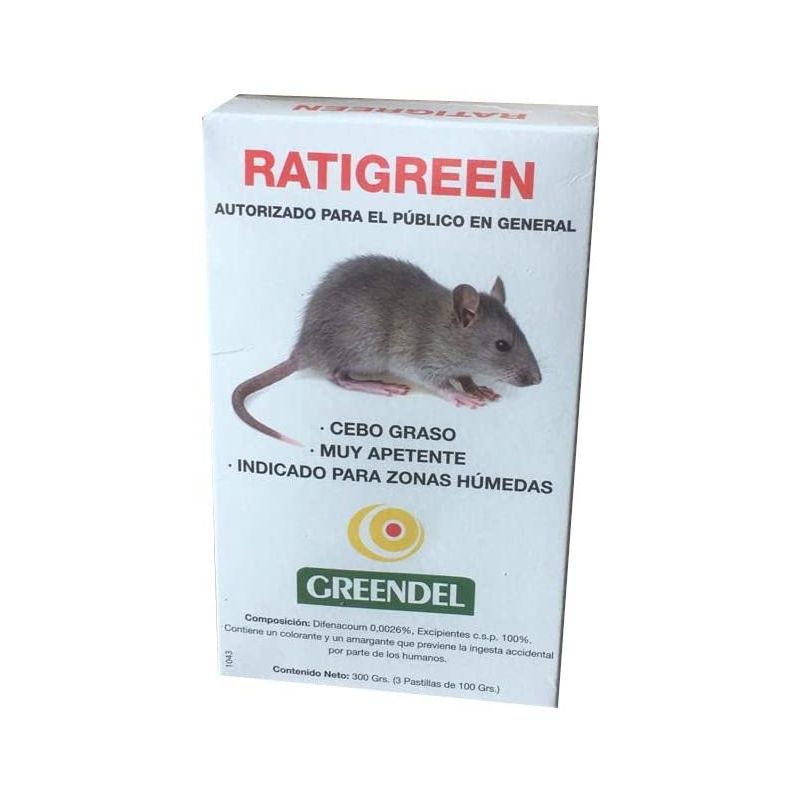 

Ratigreen Raticida Bloques 300 gr (3 Cebos x 100 gr)