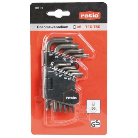 RATIO juego 9 llaves torx acodada t10-t50 , 0 , RATIO juego 9 llaves torx acodada t10-t50 , 0