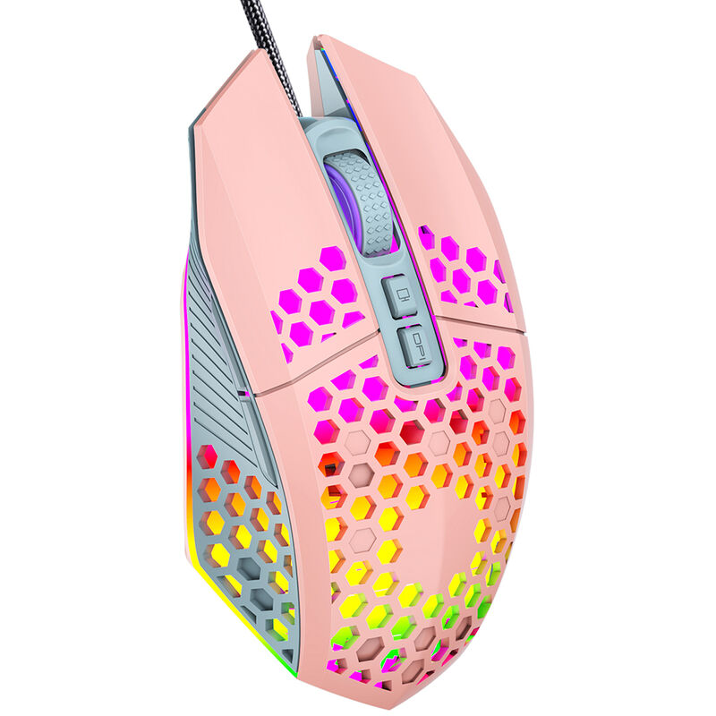 

Raton para juegos con retroiluminacion RGB con cable de 8000 ppp 7 botones programables 6 niveles de ppp ajustables Boton para volver al escritorio,