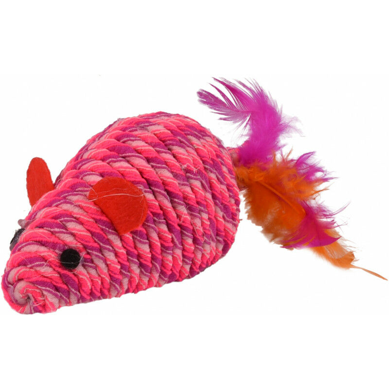 

Ratón rosa BIBI 18 cm. Juguete para gatos.
