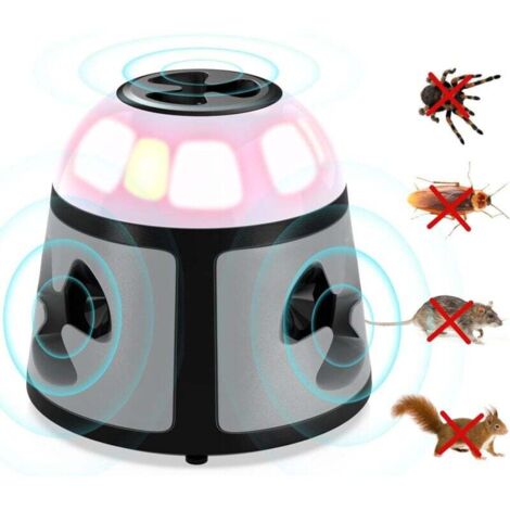 Ratones y ratas ultrasónicos Ratón ultrasónico de 360° con luz LED, enchufe para ratones y repelente de roedores