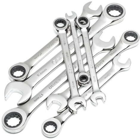 Ratschen-Ringmaulschlüssel-Satz, 8-tlg., 8-19 mm
