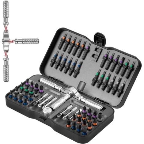 Ratschen Schraubendreher Set, 66 in 1 Magnetisch Schraubendreher Set, S2-Stahlbits, DIY-Kombinations-Biegsame Welle, Geeignet für Möbelmontage, Präzisions-Elektrogerätereparatur, Fahrradwerkzeuge