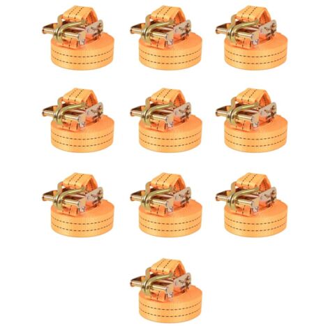 Ratschen-Spanngurte 10 Stk. 1 Tonne 6m×38mm Orange