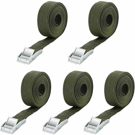 Ratschengurte, 5er-Pack Spanngurte mit Schnalle, Ratschengurte für Motorradtransport, LKW-Spanngurte, Gepäcktaschen/Campingausrüstung, Olivgrün