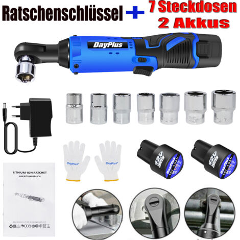 Ratschenschrauber 12V 3/8" Elektro Ratschenschlüssel mit 2Akku & Ladegerät