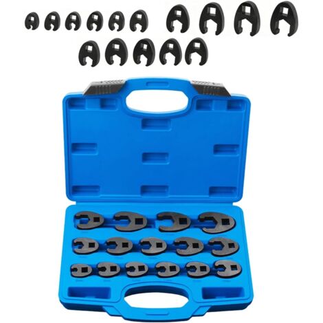 Ratstone Jeu De Clés À Pied D'Oie 1/2" Et 3/8",Lot De Clés Métriques 8-24 Mm,15 Pcs Clé En U Avec Outillage,Pour Enlever Les Écrous Des Zones Difficiles D'Accès,Adaptée Aux Réparations Automobiles