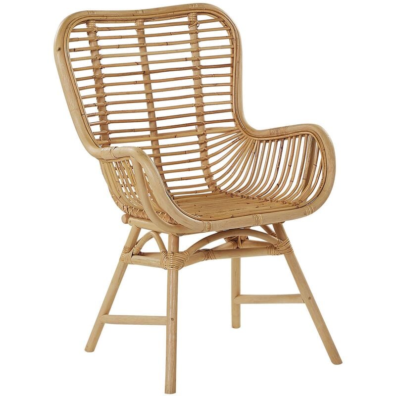 Modern Indoor Accent Chair Light Brown Rattan Side Dining Living Room Togo