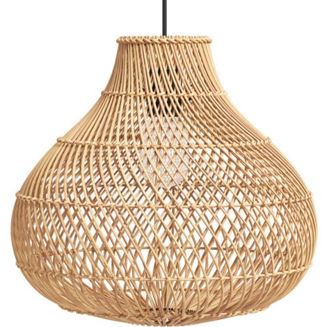 PRIVATEFLOOR Rattan-Deckenlampe - Bali Boho-Hängeleuchte - Wayan