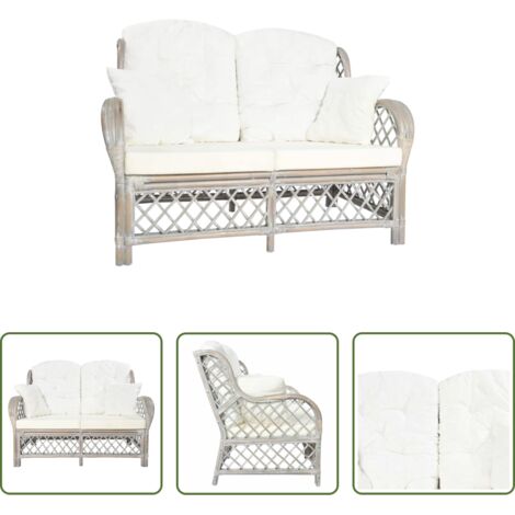 Rattan -  Divano a 2 Posti in Rattan Grigio