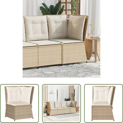 Rattan -  Divano Angolare da Giardino con Cuscini Beige in Polyrattan