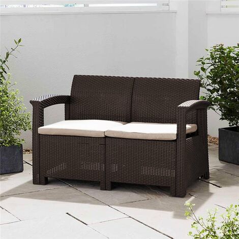 Keter corfu 2 seater rattan online sofa