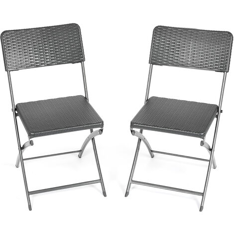 Rattan Effect Garden Chairs (2 Pack) - Black