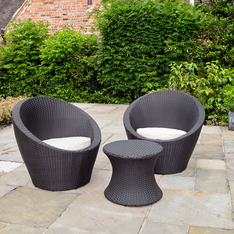 Rattan Effect Table And 2 Egg Chairs Bistro Set Eggc