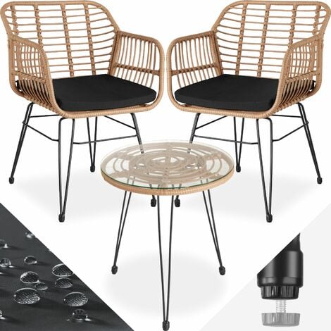 Rattan furniture set Molfetta (2 chairs & 1 table) - nature