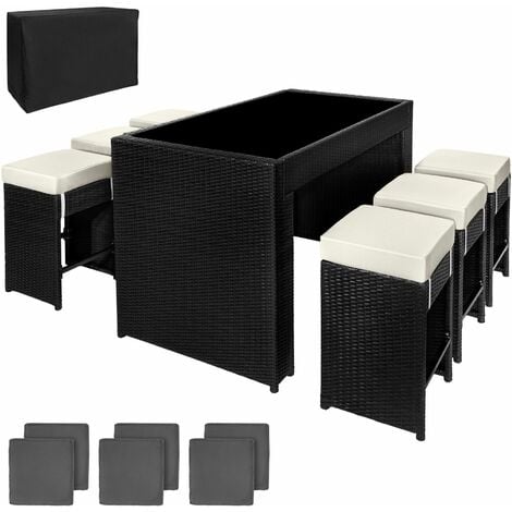 Rattan garden furniture bar set Capri with protective cover - garden tables and chairs, garden furniture set, outdoor table and chairs