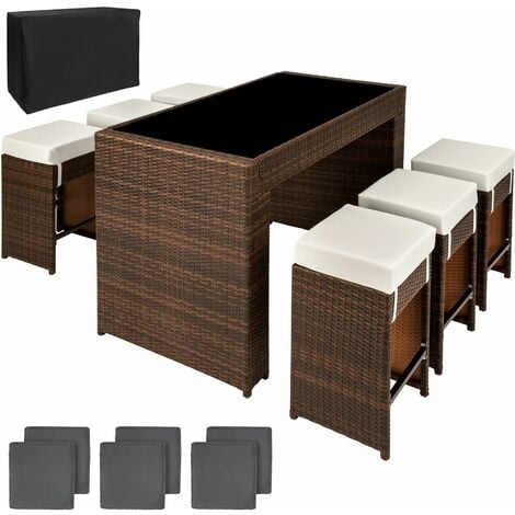 Rattan garden furniture bar set Capri with protective cover - garden tables and chairs, garden furniture set, outdoor table and chairs