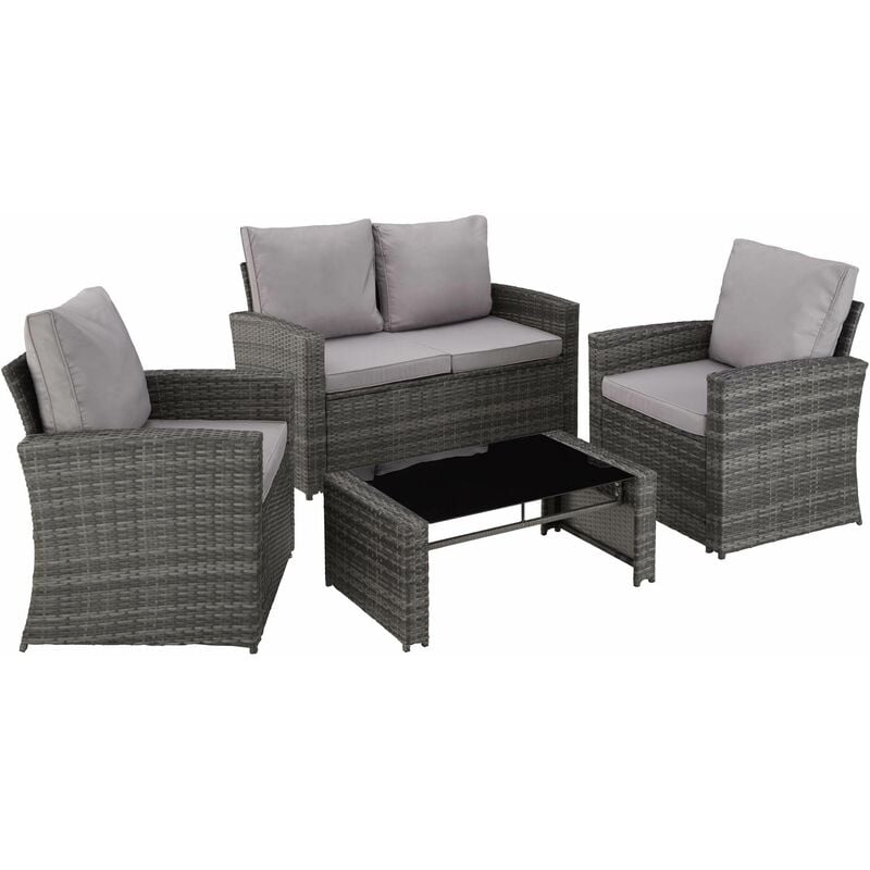 Rattan Garden Furniture Lounge Lucca Sofa Set Grey