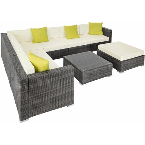 Rattan garden furniture lounge Marbella - garden sofa, garden corner sofa, rattan sofa - grey