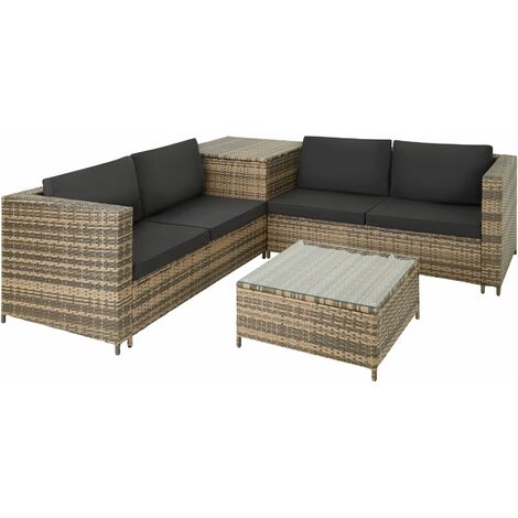Rattan garden furniture lounge Siena - garden sofa, garden corner sofa, rattan sofa - nature - nature