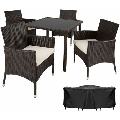 Rattan garden furniture set 4+1 Sevilla with protective cover