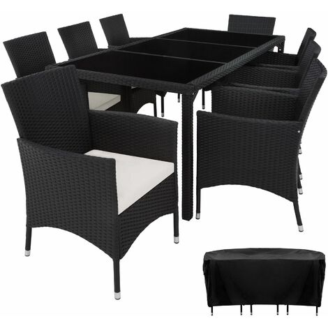 main image of "Rattan garden furniture set 8+1 Valencia with protective cover - garden tables and chairs, garden furniture set, outdoor table and chairs"